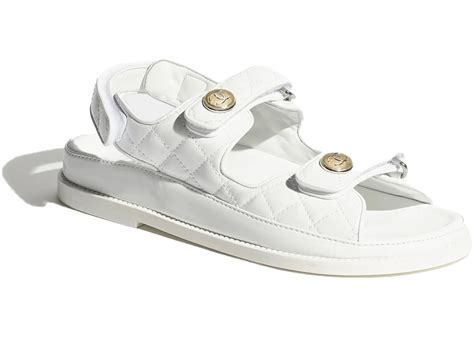 white chanel quilted sandals